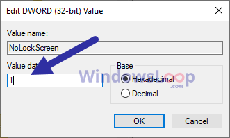 Nhập 1 vào ô Dữ liệu giá trị