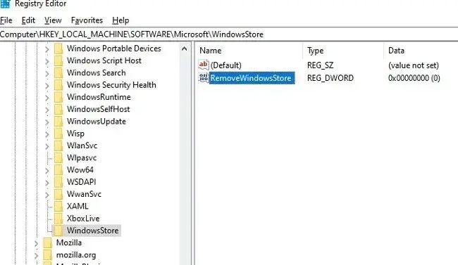 Tạo một giá trị RemoveWindowsStore mới