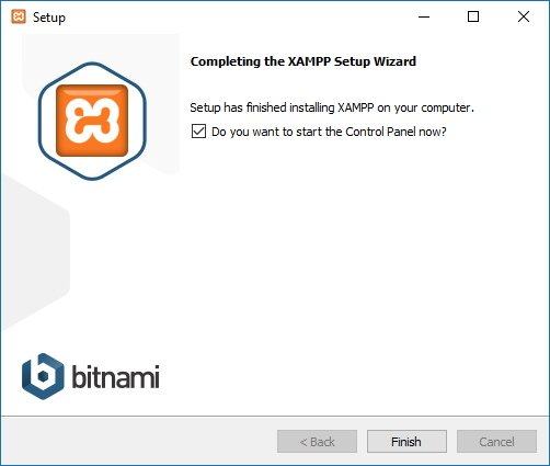 Hoàn tất cài đặt XAMPP trên Windows 10