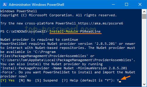 Để sử dụng chế độ xem lịch sử lệnh PowerShell, trước tiên bạn phải cài đặt mô-đun PSReadLine