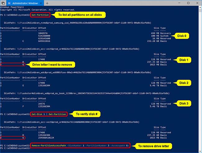 Xóa ký tự ổ đĩa trong PowerShell