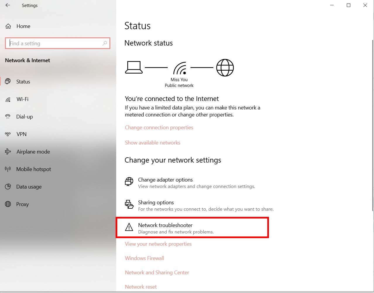 Sử dụng Trình gỡ rối mạng Windows