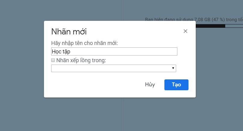Tạo nhãn mới cho tin nhắn