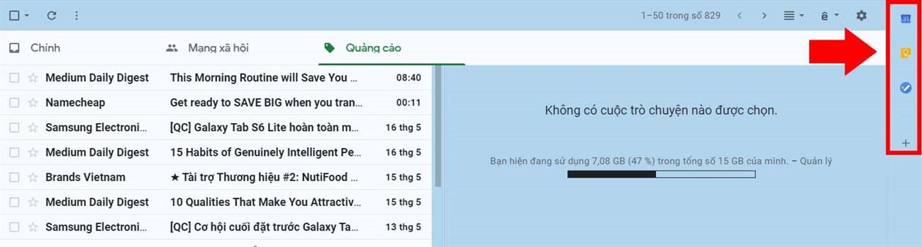 Tích hợp lịch, nhiệm vụ, trình giữ và tiện ích bổ sung