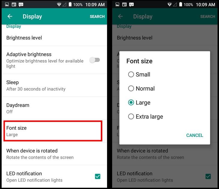 Cách tăng kích thước phông chữ cho Android