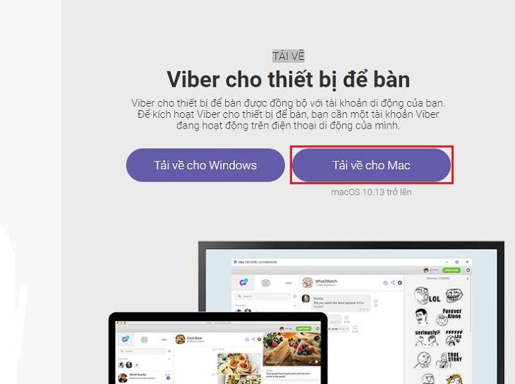 Tải xuống phiên bản Viber cho MacBook