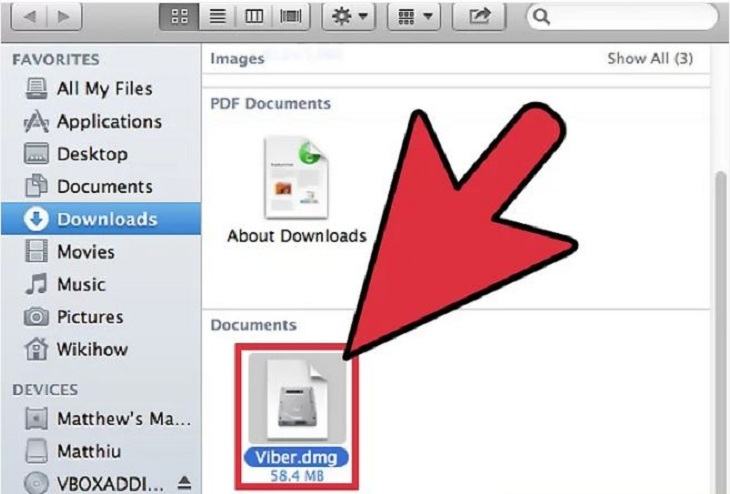 Nhấp đúp vào biểu tượng tệp Viber.dmg như hình dưới đây.