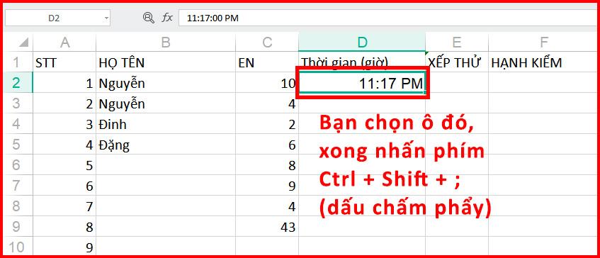Điền nhanh thời gian hiện tại vào 1 trường 