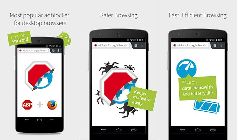 Các ứng dụng được đề xuất trên điện thoại Android là Adblock Brower