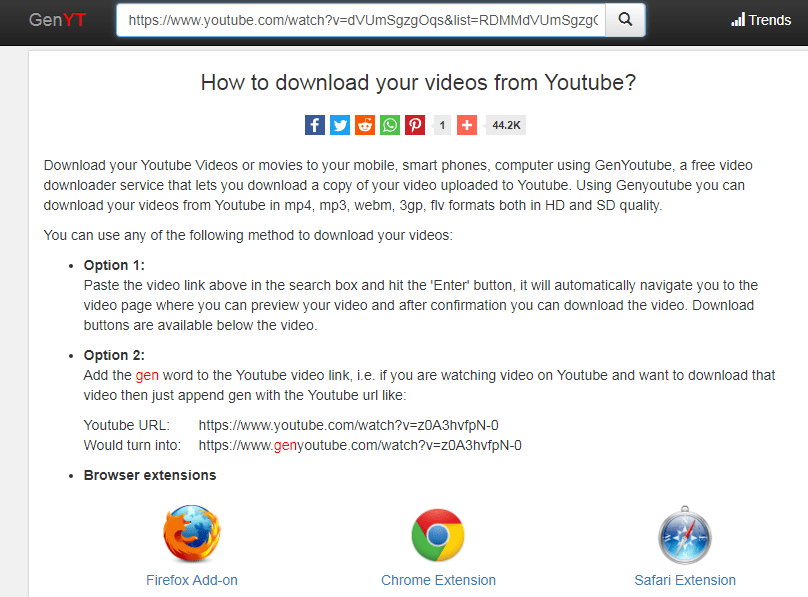 Dán liên kết video YouTube vào hộp tìm kiếm