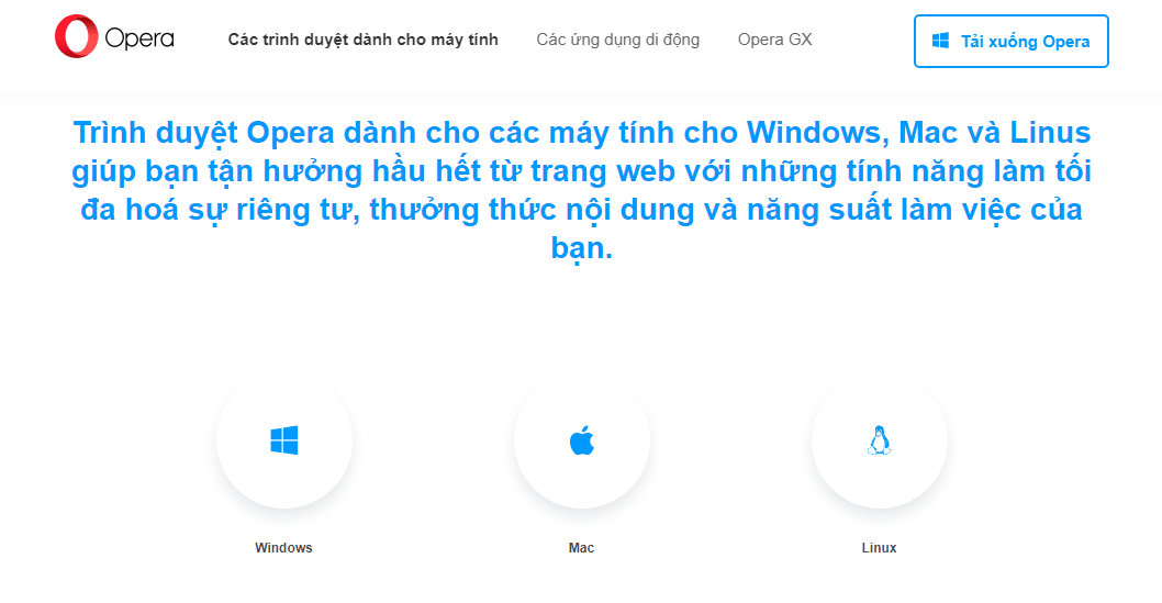 Tải xuống tệp cài đặt Opera Mini