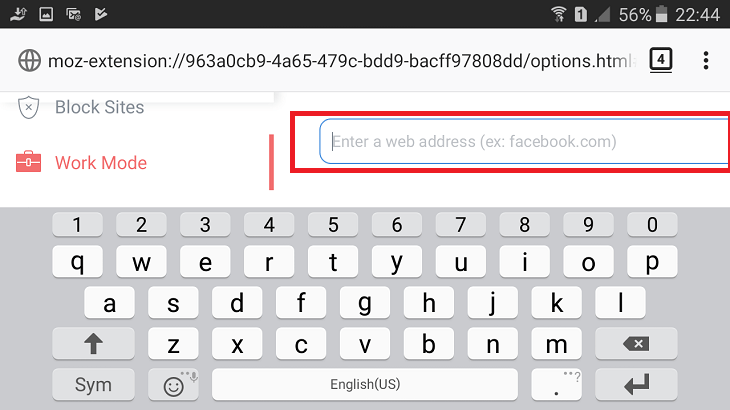 Nhập địa chỉ trang web bạn muốn chặn