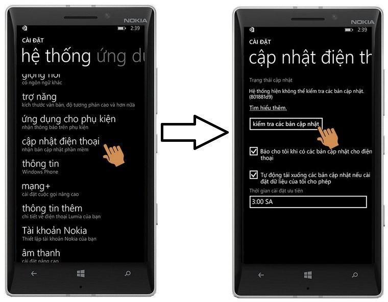 Cập nhật phiên bản trên WindowsPhone