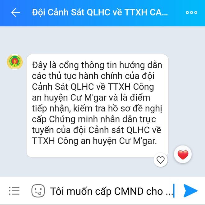 Bước 4 Cách tạo CMND online và CMND trực tiếp trên Zalo