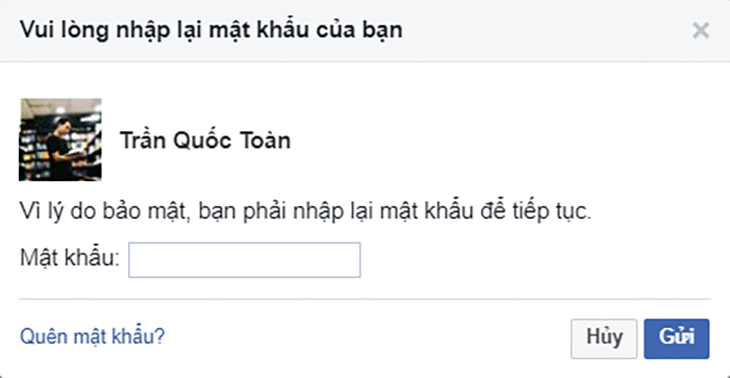 Nhập mật khẩu Facebook của bạn