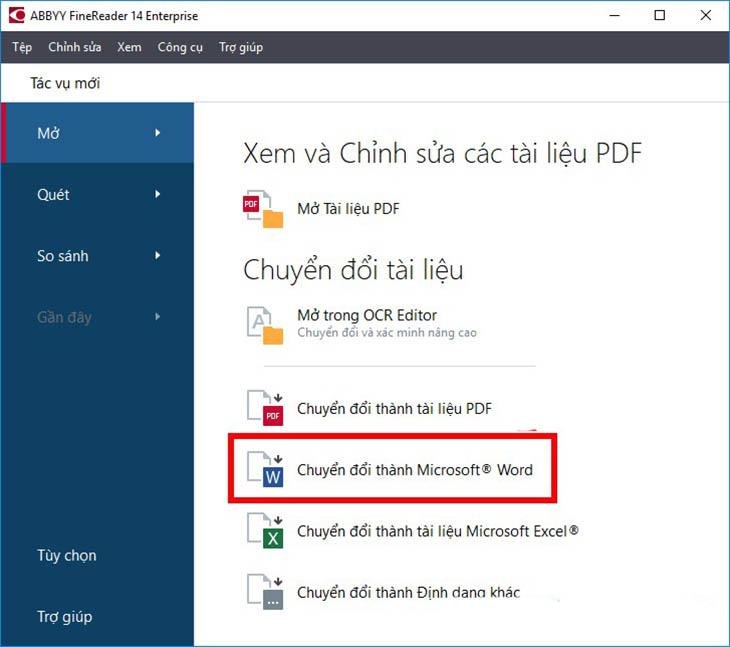 Sử dụng ABBYY FineReader để truyền tệp đã quét - Bước 2