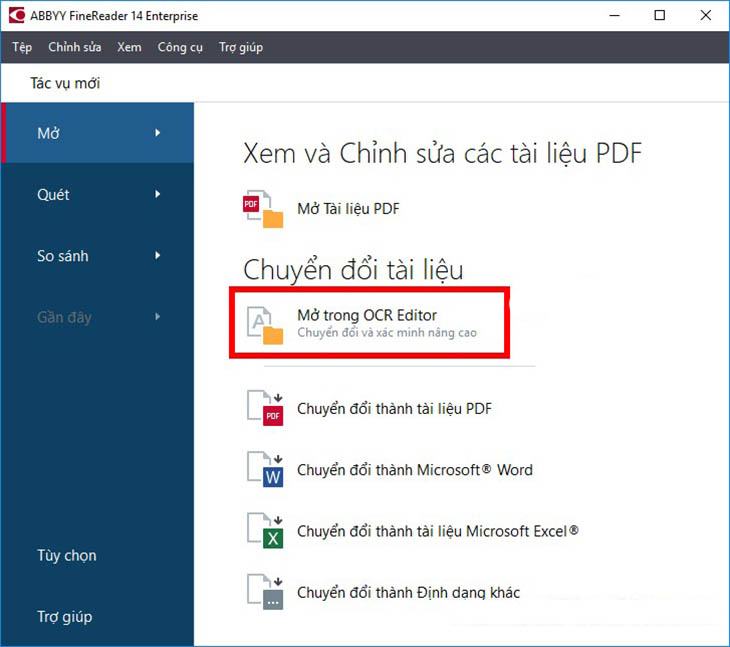 Gửi và sửa lỗi trong tệp được quét trên giao diện trình chỉnh sửa ABBYY FineReader OCR - Bước 1