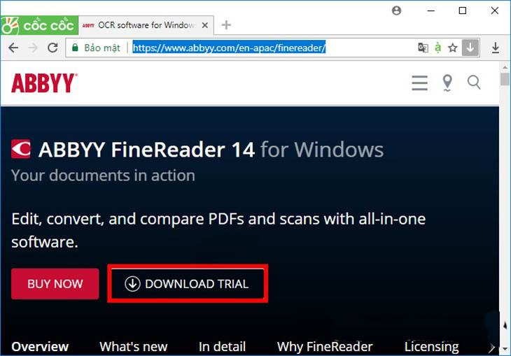 Sử dụng ABBYY FineReader để truyền tệp đã quét - Bước 1