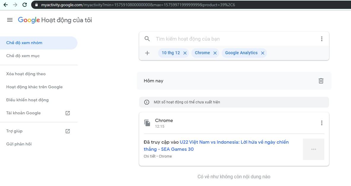 Sau khi lọc, trình duyệt web bạn đã truy cập sẽ được hiển thị