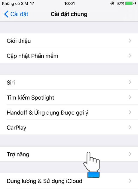 Chọn phần Trợ năng