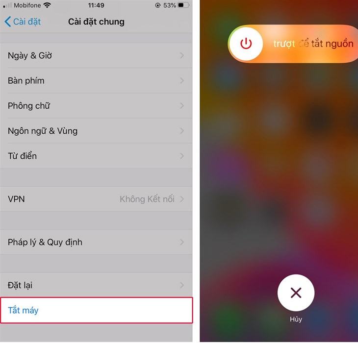 Khởi động lại thiết bị