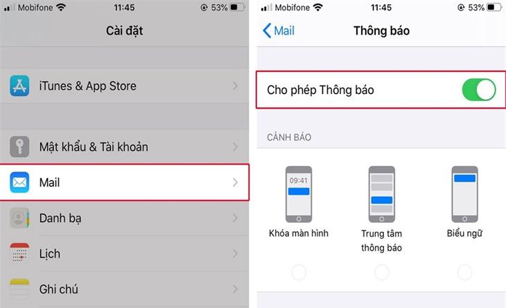 Bật lại tùy chọn hiển thị thông báo