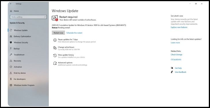 Cập nhật Windows trước khi sử dụng