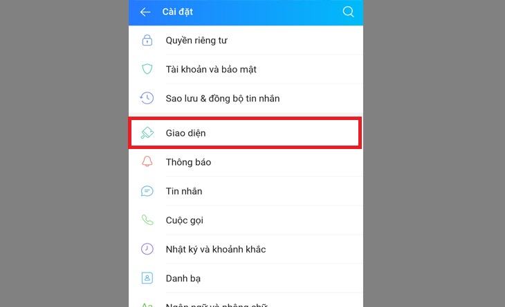 Bước 2: Nhấp vào Giao diện