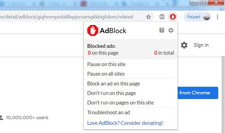 Nhấp vào biểu tượng AdBlock