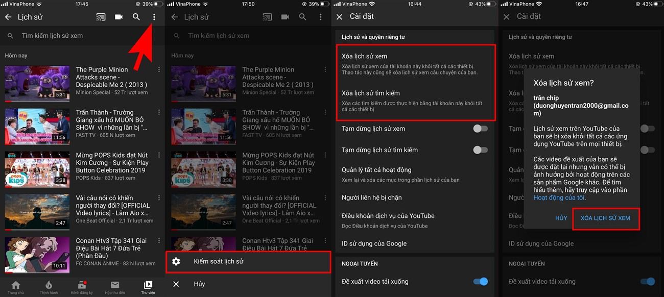 xóa lịch sử