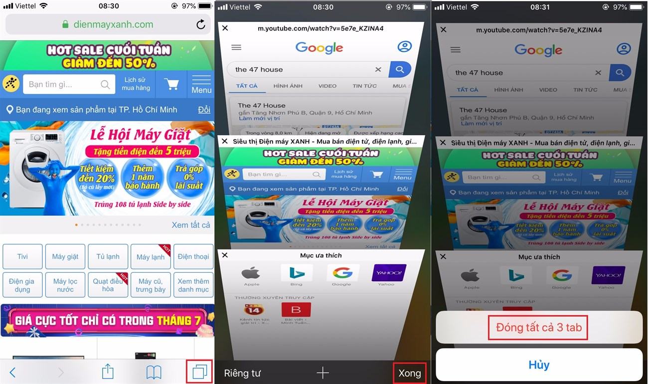 Đóng tất cả các tab trong Safari bằng một cú nhấp chuột