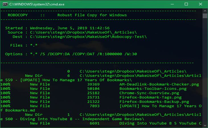 Sử dụng phần mềm Robocopy