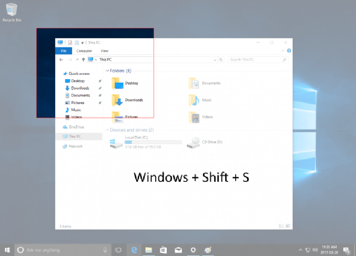 Sử dụng phím tắt Windows + Shift-S