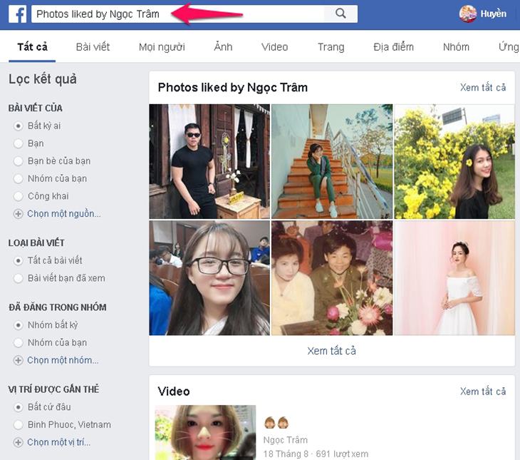 Tìm ảnh hoặc video mà bạn bè của bạn thích