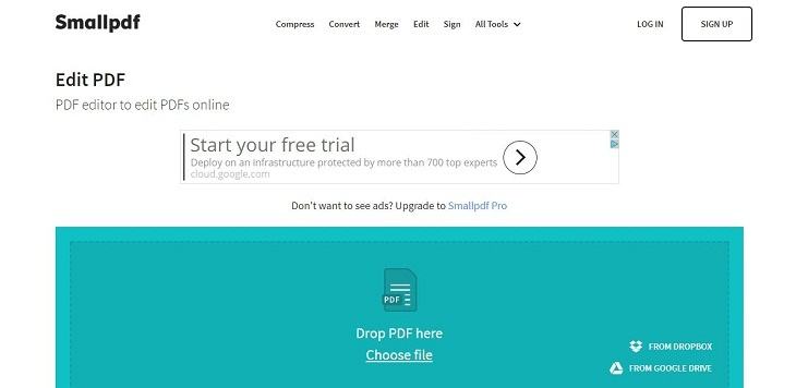 Trình chỉnh sửa PDF trực tuyến Smallpdf