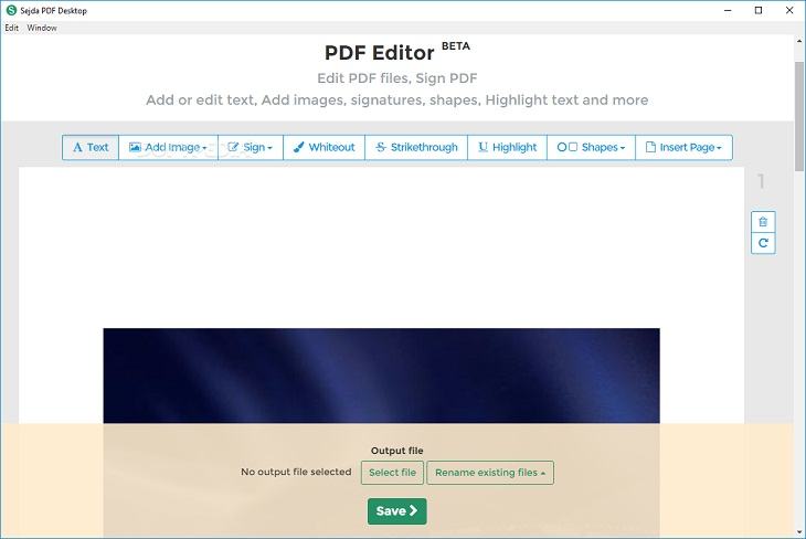 Trình chỉnh sửa PDF Sejda