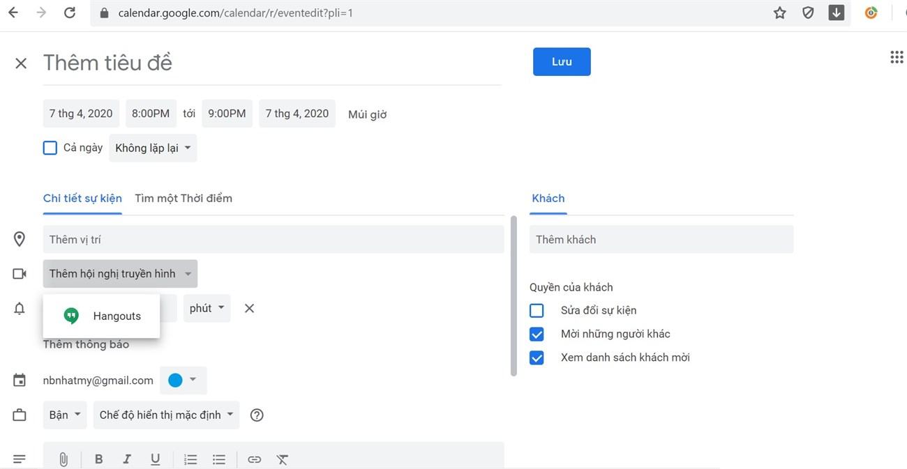 Sử dụng lịch để lên lịch họp