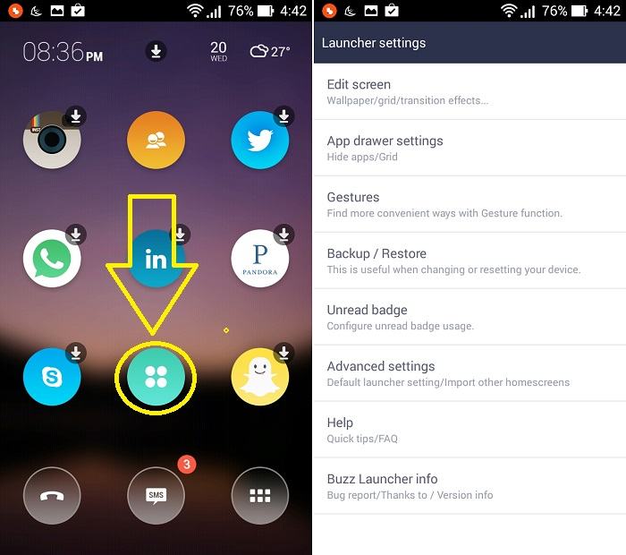 Điều chỉnh Buzz Launcher