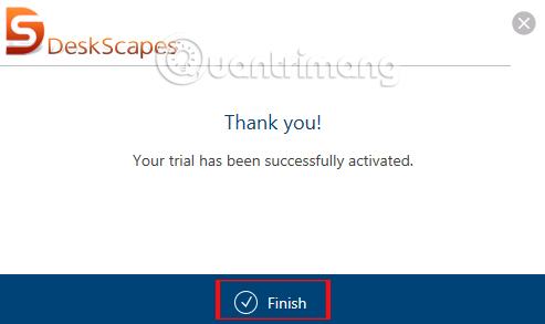 Email đăng ký DeskScapes 8 đã được kích hoạt thành công