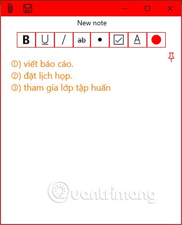 Giao diện nhập ghi chú 