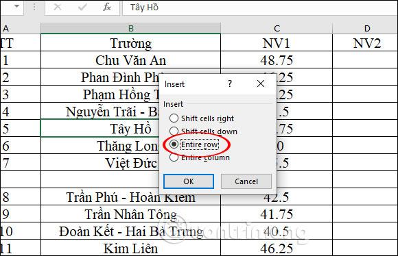 Chọn thêm 1 dòng 