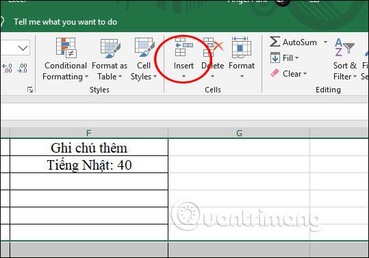 Chèn nhiều dòng Excel 