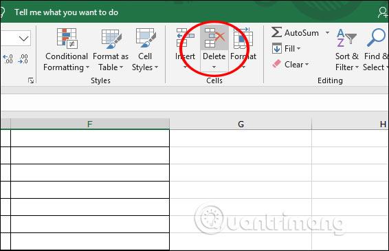 Xóa hàng Excel