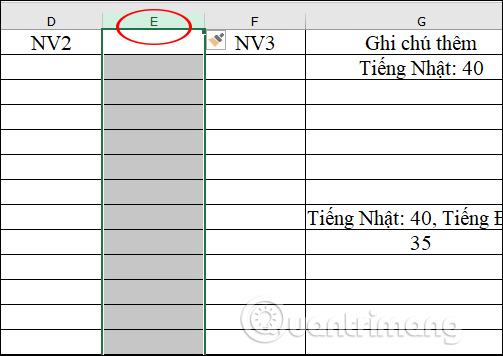 Thêm một cột Excel 