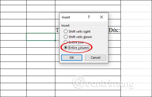 Chọn tùy chọn này để thêm một cột mới 