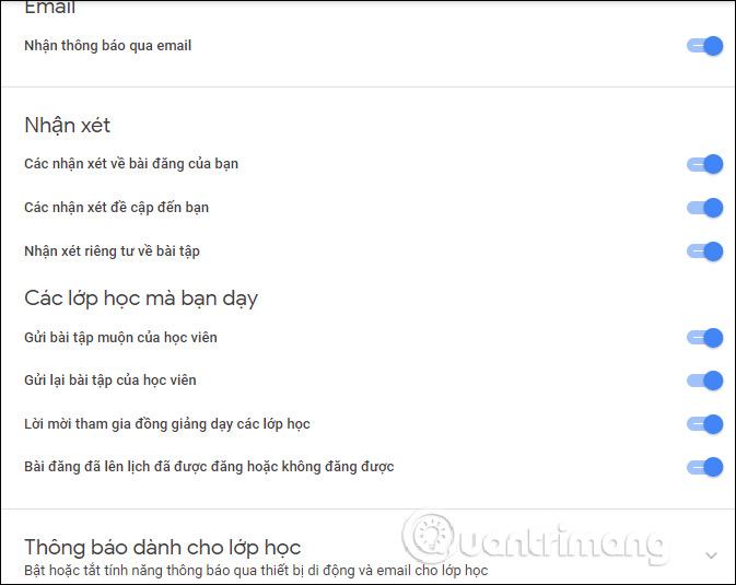 Thiết lập các lớp học 