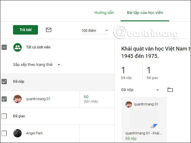Nhận xét bài của học sinh 