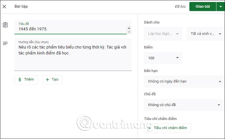 Giao diện sau khi tạo 