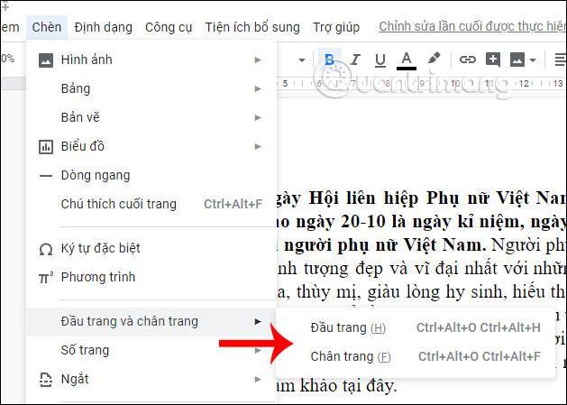 Bao gồm đầu trang và chân trang