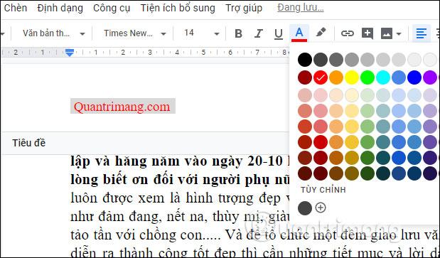 Thay đổi định dạng của tiêu đề 